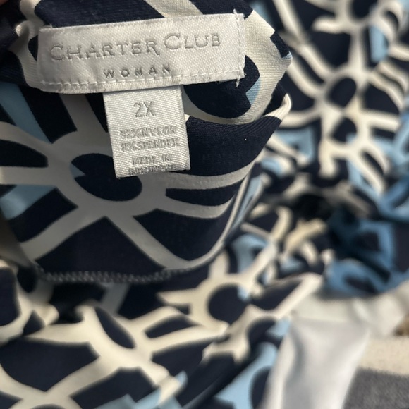 Charter Club Navy and White Patterned Midi Dress - Picture 7 of 7